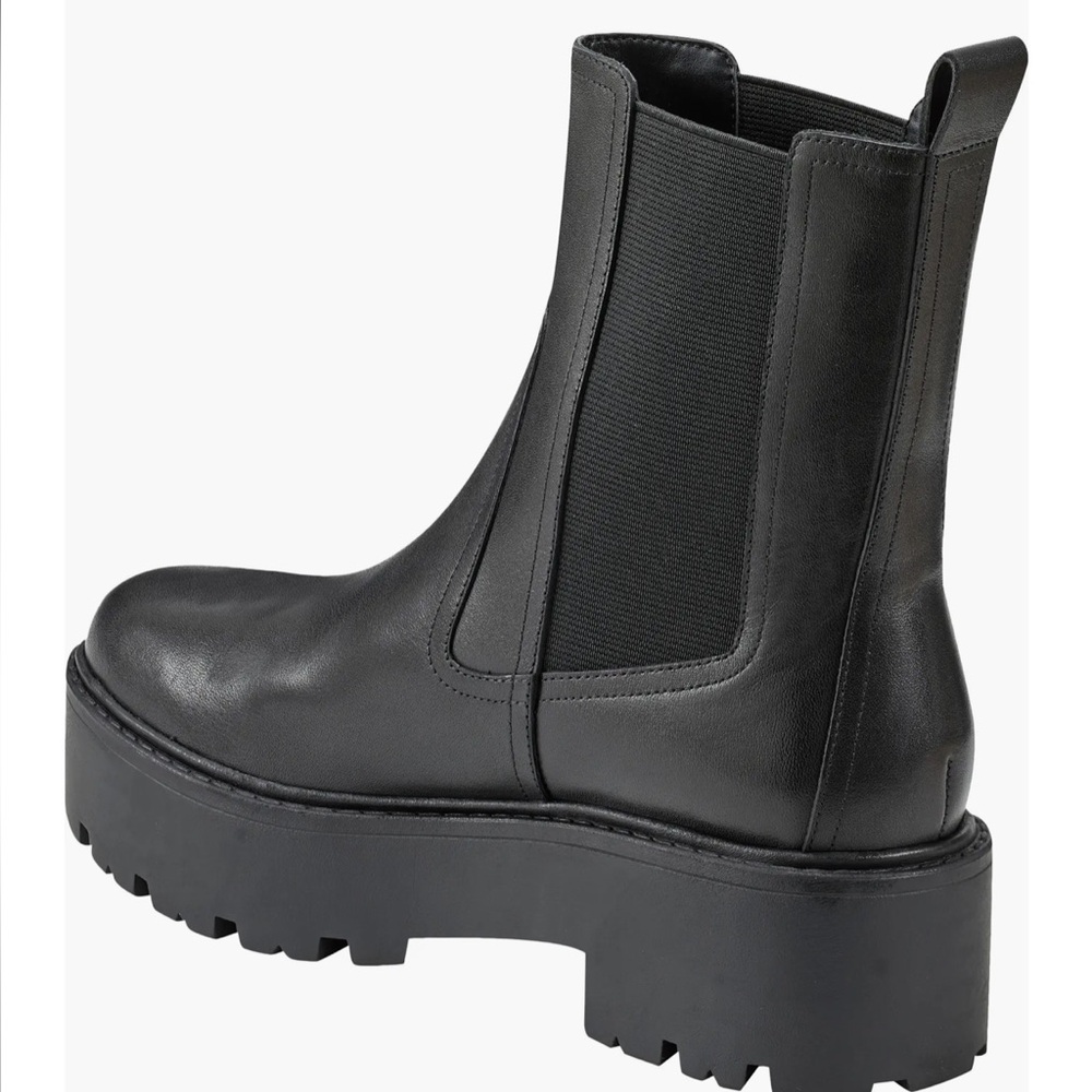🌸MARC FISHER🌸 Dacilla Buckle Leather  Slip On Black Combat Boot Size: 8.5 - Picture 3 of 16